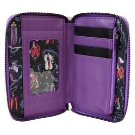 Loungefly Cartera Villanas Disney Piel Vegana 10.1x15.2cm Billetero con Cremallera y Ranuras para Tarjetas