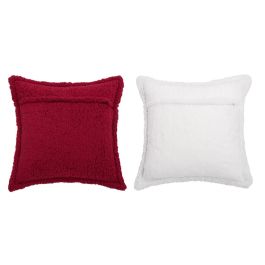 DKD Home Decor Funda Cojín Navidad Tradicional Algodón Burdeos Blanco 45x45 cm Set 4 Unidades Cierre Cremallera 435 gr/m²