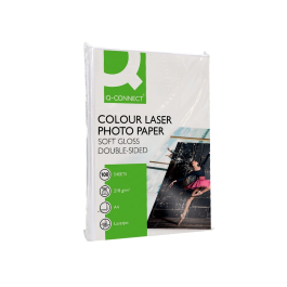 Q-connect Papel Fotográfico Glossy DIN A4 218 gr 100 Hojas para Láser