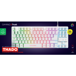 Trust Gaming 24739 Teclado Gaming GXT 833W Thado TKL Blanco Metálico Retroiluminado LED USB Anti-Ghosting Sostenible