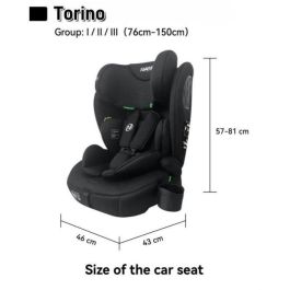 Nania NAN3760425910076 Silla de Coche Torino con Cinturón Grupo 1/2/3 Talla I con Reductor Negra