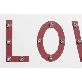 DKD Home Decor Carteles Urban 4 x 22 x 48 cm (2 Unidades) Madera Blanco Rojo Leds Love Home