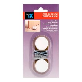 Inofix Tope de puerta con tornillo blanco (blister 2 unid.) para interior, fijación con tornillos, 18 x 38 x 38 mm