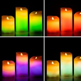 Velas LED Multicolor Efecto Llama con Mando Lendles InnovaGoods 3 Unidades