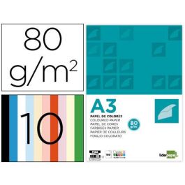 Papel Color Liderpapel A3 80 gr 10 Colores Surtidos Paquete 100 Hojas