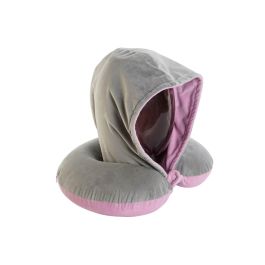DKD Home Decor Cojín de Viaje Rosa Gris Claro Poliester 10 x 32 x 30 cm 4 Unidades