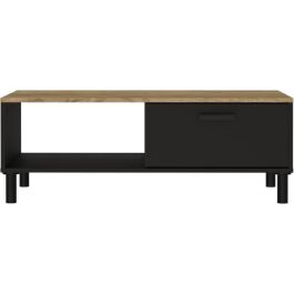 Mueble TV + conjunto mesa de centro OXFORD - Estilo industrial - Melamina roble negro - Mesa de centro: L110xP55xH40 - Mueble TV: Mueble TV + conjunto mesa de centro OXFORD - Estilo industrial - Melamina roble negro - Mesa de centro: L110xP55xH40 - Mueble TV: