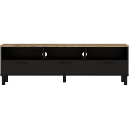 Mueble TV + conjunto mesa de centro OXFORD - Estilo industrial - Melamina roble negro - Mesa de centro: L110xP55xH40 - Mueble TV: Mueble TV + conjunto mesa de centro OXFORD - Estilo industrial - Melamina roble negro - Mesa de centro: L110xP55xH40 - Mueble TV: