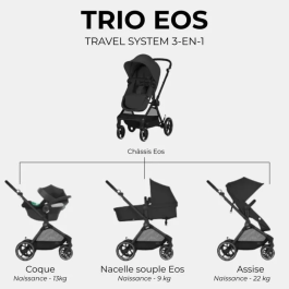 Cybex Gold Pack Cochecito Trio Eos Black Moon Black Convertible 2en1 + Silla Coche Aton B2 i-Size + Hamaca Capazo Convertible CYB4063846368044