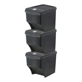 Sortibox Sistema de 3 Cubos Apilables para Reciclaje 39,2 x 29,3 x 45,6 cm, 3 x 22 Litros, Gris Piedra Precio: 32.49999984. SKU: B1967JNFHG