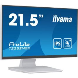 Iiyama Monitor Táctil 21.5" Full HD IPS, 1920x1080, 10 Puntos Táctiles, HDMI, DisplayPort, USB 3.0, Blanco - T2252MSC-W2