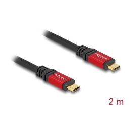 DeLOCK Cable USB 2.0 Tipo C a Tipo C Macho PD 3.0 de 100W con E-Marker, 2 Metros, 480 Mbit/s, Negro y Rojo