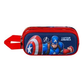 Marvel Capitán América Estuche Portatodo 3D Doble con Relieve, 2 Compartimentos, Multicolor