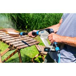 GLORIA MultiJet 18V Limpiadora a Presión Multifunción 2.5-25 bar con Boquilla 4 en 1, Compatible BOSCH 18V, Batería 2.5Ah y Cargador