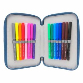 CYP BRANDS Plumier Atlético de Madrid triple con 39 piezas: 16 lápices, 16 rotuladores, 2 bolígrafos, lápiz, goma, sacapuntas y regla