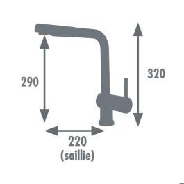 Rousseau Grifo de cocina mezclador Matsouko con ducha de mano extraíble 1 chorro, caño móvil, acero inoxidable gris, ahorro de agua