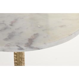 DKD Home Decor Mesita Auxiliar Glam, Aluminio y Mármol, Dorado y Blanco, Desmontable, 40x61x40 cm