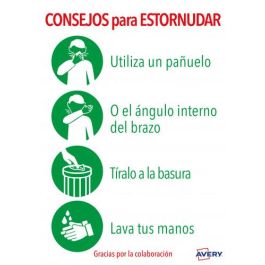 Avery AV_KITCOVID5_ES Señales Adhesivas "Consejo para Estornudar" Preimpreso 2 Hojas A4