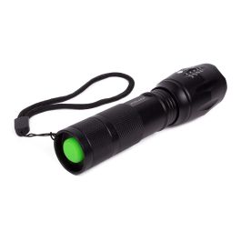 Hofftech Linterna táctica LED 5W aluminio, estroboscópica, zoom 2000, 3.5x3x13 cm