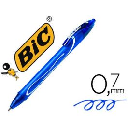 Boligrafo Bic Gelocity Quick Dry Retractil Tinta Gel Azul Punta De 0,7 mm 12 unidades