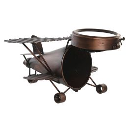 DKD Home Decor Reloj Sobremesa Loft Dorado Plateado Hierro Cristal con forma de Avion 21 x 14 x 35 cm (2 Unidades)