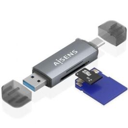 AISENS - LECTOR DE TARJETAS SD, Micro SD, MMC, RS-MMC, MMC Micro, USB-A Y USB-C, GRIS