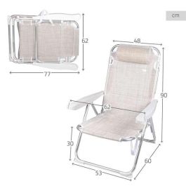 Silla playa alta plegable aluminio blanca 48x60x90 cm con cojin y asa. Silla playa alta plegable aluminio blanca 48x60x90 cm con cojin y asa.