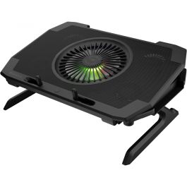 GENESIS Oxid 850 Almohadilla Refrigeradora para Portátil 17.3" con 5 Ventiladores, Iluminación RGB, Ajuste de Altura y 2 Puertos USB Negro