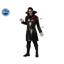Disfraz de Vampiro Clásico para Hombre Adulto Talla M-L con Camiseta Roja Aterciopelada y Capa Negra – Ideal Halloween