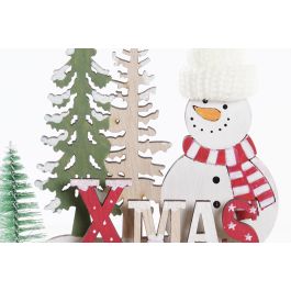 DKD Home Decor Adornos Navideños Tradicionales de Madera Surtidos en Rojo, Blanco, Verde - Juego de 12 Unidades - 4x15x12 cm