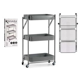 Carro 3 Alturas Plegable Gris Kinvara 29.5x78.5x45.5 cm, Acero y Plástico