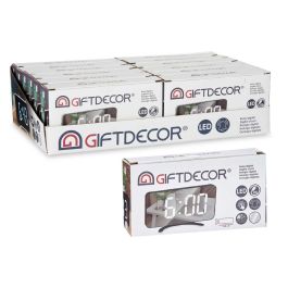 Giftdecor Reloj Espejo Negro Plástico ABS 15.7x7.7x1.5 cm (Set de 12)