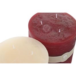 DKD Home Decor Vela de Navidad Tradicional Crema Roja, 15x15x15 cm, de Cera, Pack 4 Unidades
