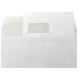 Liderpapel Sobre N.6 Blanco Americano con Ventana Izquierda, Tira Silicona Open System, 115x225 mm, Caja 500 Unidades