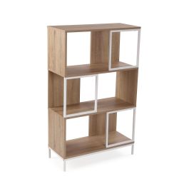 Estantería 3 baldas 113 cm Versa - Madera MDF y Metal - 30x70x113 cm (2 Unidades)