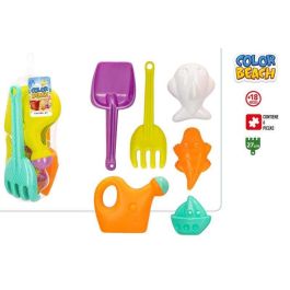Color Baby Set de Jardín/Playa con Pala, Rastrillo, Regadera y 3 Moldes (27 cm) para Niños a Partir de 18 Meses, Modelos Surtidos