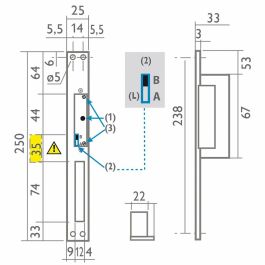 Extel WECA 90203.3 Cerradura eléctrica oculta para empotrar con memoria de pulso, bajo consumo 8-12V AC/DC