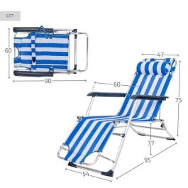 Tumbona de playa reclinable aluminio con cojín aktive 153x47x33/75cm Tumbona de playa reclinable aluminio con cojín aktive 153x47x33/75cm