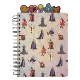 Loungefly Cuaderno Villanas Disney con Separadores y Pegatinas, 144 Hojas Rayadas, Espiral - 16,5x21cm