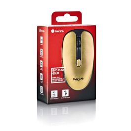 NGS Ratón Inalámbrico Recargable Silencioso EVO RUST ICE, DPI Ajustables 800/1200/1600, Compacto, Dorado