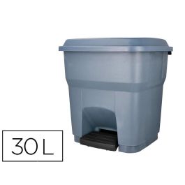 Papelera Contenedor Q-Connect Plastico Con Tapa Y Pedal 30 Litros Gris 395x395x420 mm