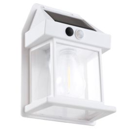 Asalite ASAL-0289 Aplique Lámpara de Pared Solar LED Exterior 3W 100Lm 3000K con Sensor PIR de Movimiento IP44 Blanco, 4 Modos