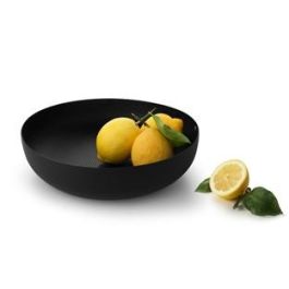 Alessi JM17/29 BT Cesto Redondo Acero y Resina Negro 29cm - Diseño por Jasper Morrison