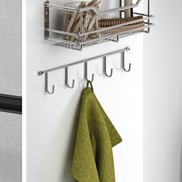 Menage Confort Colgador Perchero Mural Classic de 5 Ganchos Lateral de Acero Cromado, Resistente y Fácil Montaje para Ropa y Abrigos