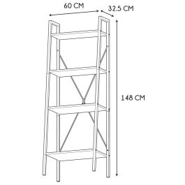Home Deco Factory Estantería Loka 4 baldas madera contrachapada y metal 60x32,5 cm altura 148 cm