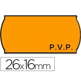 Meto Etiquetas Marcaprecios Onduladas 26x16 mm Fluor Naranja Rollo 1200 Etiquetas Adhesivas
