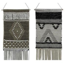 DKD Home Decor Decoración Pared Boho 1 x 61 x 45 cm Gris Oscuro Beige Algodón con Flecos (2 Unidades) Precio: 16.89000038. SKU: S3013971