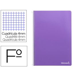 Cuaderno Espiral Liderpapel Folio Smart Tapa Blanda 80H 60 gr Cuadro 4 mm Con Margen Color Violeta 10 unidades