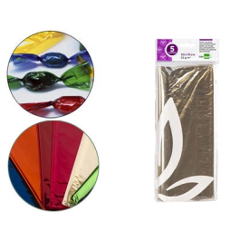 Liderpapel Papel Celofan Transparente 50x70 cm 22g/m2 Bolsa de 5 Hojas