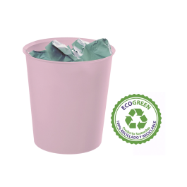 Archivo 2000 Papelera Ecogreen 18 Litros 240x310 mm Reciclado Rosa Pastel para Hogar y Oficina